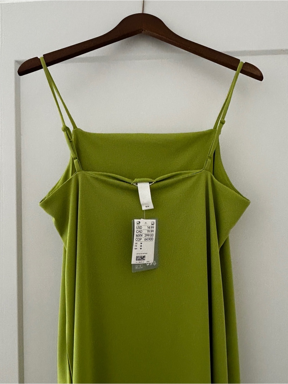 Women’s Lime Green Slip Midi Dress- Side slit - Picture 5 of 5